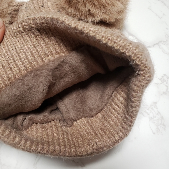 Kids fleece linned khaki winter hat. - Picture 5 of 8